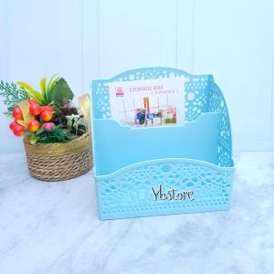 Desktop Kotak Penyimpanan Kosmetik Kecil Organizer Box Serbaguna Keranjang Make Up Aesthetic Bahan Plastik Motif Bunga