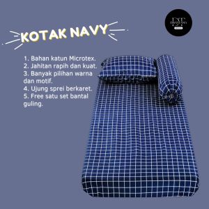 SPREI 90x200 SINGLE SUDUT KARET 1 SET BANTAL GULING MOTIF KOTAK-KOTAK AESTHETIC MINIMALIS