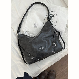Retro Large Capacity Tote Bag Womens Casual Double Shoulder Backpack Trendy Autumn 2024 Fashion Small Niche Single Shoulder Bag