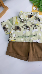 0-5 years old childrens short sleeved set Summer new boys cartoon shirt casual shorts two-piece set Baby Cute Clothes suit