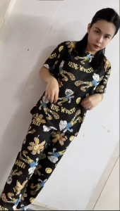 cotton spandex terno pajama Adult one-size cartoon printed home clothes for womens