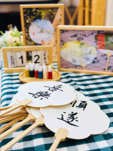 Handmade Natural Lacquer Fan Material Kit Gold Dye for Teachers Day Traditional Craft Fan Paper round Shape Bamboo Bone
