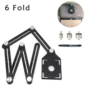 6 Fold Set Construction Angle Measuring Ruler Aluminum Alloy Perforated Mold Template Tool Locator Drill Guide Tile Hole