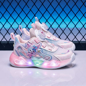 KUOBURENSHENG | Anti-slip Bottom Light-up Cartoon Buckle Breathable Girls Childrens Sport Shoes