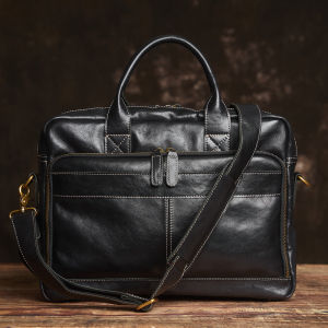 Briefcase Office Bag Leather Laptop Bag Crossbody Bags Messenger Bag For Men Shoulder Bag For 16-inch Laptop Bag NUPUGOO