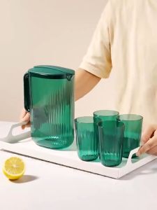 🐻DAILY2U🐻 2200ML/2.2L Cold Kettle Water Jug Set With 4 Cup Drinking Glass Serving Jug Refrigerator Water Jar Pitcher Jug Household冷水壶套装