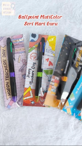 Ballpoint MultiColor Spesial Hari Guru Happy Teacher Day Pulpen Pen Pena Stationery Aneka Motif Souvenir Kado Kenang Kenangan Guru Perpisahan