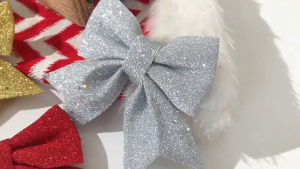 1Pc Shiny Bow Pink Christmas Glitter Twist Tie Bows Christmas Tree Topper Bow Decorative Bows for Xmas Tree Wreath Door Festival Home Party Decor