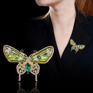 Butterfly Fashion Alloy Diamond Embedded Lapel Pin Elegant Suit Coat Floral Brooch Pin High-End Feeling Tuxedo Dress Accessory