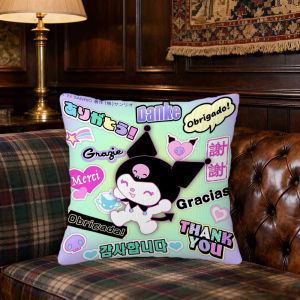 Sanrio | 1PC Kuromi Sanrio Chống Mạt Bụi Gối Mượt Ngắn Sang Trọng Vô Hình Dây Kéo Sofa Đệm Cho Giường 40x40cm/16x16inch