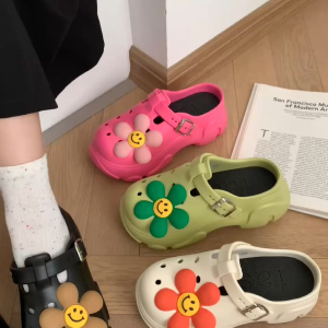 HPG รองเท้าหัวโตผู้หญิง รองเท้าแฟชั่น แถมตัวติด งานยาง ส้นสูง 8 ซม สายเข็มขัด  รองเท้าแตะส้นตึก รองเท้าเสริมส้น