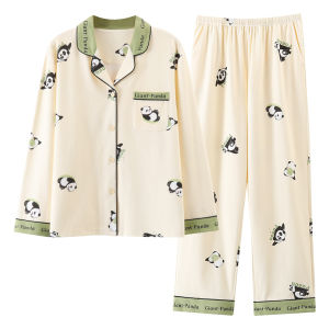 Miiow | Pure Cotton Sleepwear Womens Long Sleeve Loose Comfortable Plus Size Home Clothes Set Outerwear Casual Sweet Cute Style