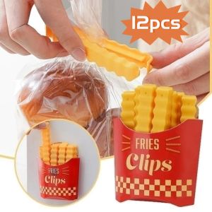 12PCS French Fries Sealed Clip Kitchen Food Moisture-Proof Fresh-Keeping Clip Refrigerator Magnetic Storage Stickers