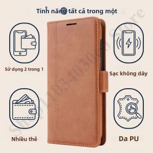Ví Da Từ Tính Cho Samsung Galaxy S26/S25/Ultra/S24/Plus/S23 Có Khe Đựng Thẻ Và Hỗ Trợ Sạc Không Dây