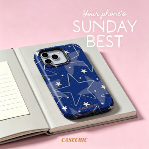 Potdemiel | Blue Starburst For Case For iPhone 17 16 15 Pro Max TPU Anti-Scratch Outer Shell Raised Screen CaseChic