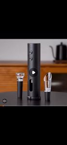 Rechargeable Electric Wine Opener with Foil Cutter Wine Pourer & Vacuum Stopper USB-C Charging Compact Design for Home Kitchen