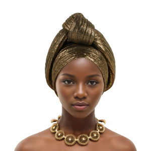 Shining Top Knotted African Headtie Womens Turban Cap Traditional African Headdress Auto Gele Head Wraps Nigerian Wedding Geles