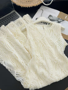 PAIBOLI | ชุดเดรสยาวแขนกุดประดับดอกไม้ ทรงเอ เอวสูง คอตั้ง ความยาวปานกลาง สำหรับผู้หญิง เดรสยาวแขนกุดประดับดอกไม้ 2025 ฤดูร้อน