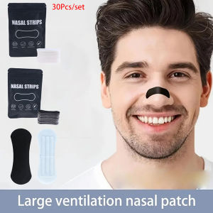 NALA แถบช่วยหายใจทางจมูกได้ดีกว่า30ชิ้นแผ่นแปะจมูกรูปไข่สีดำสำหรับการนอนหลับที่ดีขึ้น