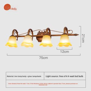 Abotu | Retro Classic Bathroom Mirror Cabinet Light Luxury Bedroom Makeup Light No Drilling Required