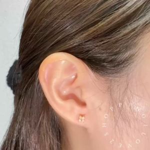 (eg22)Titanium steel helix thin rod colorful zircon ear bone nails fashionable Korean style screw ball earrings mini