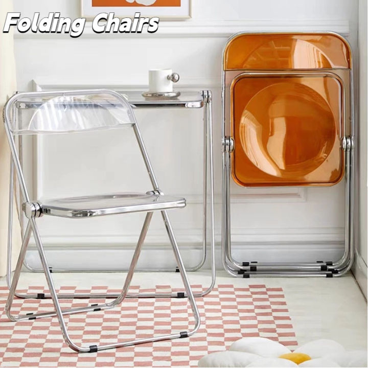 Minimalist Folding Chairs Transparent Design Acrylic Creative Dining ...