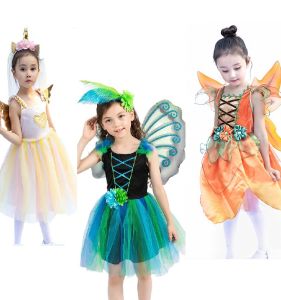 WUYIMEI | Halloween Performance Costume Dress Orange Princess Unicorn Peacock Fairy
