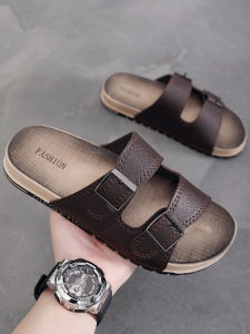 Mens Summer Outdoor Casual Thick Bottom Sandals Anti-Slip Wear-Resistant Slip-On Beach Slippers Popular Trendy Leisure Sandals