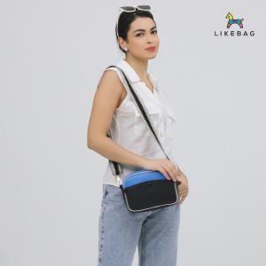 LIKEBAG commuter small square bag color patchwork fashion webbing crossbody bag exquisite zipper womens bag