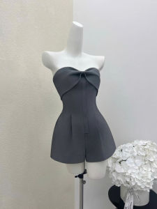 French Elegant Strapless Jumpsuit Slim Fit Short Trousers