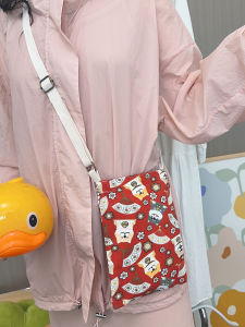 Japanese Korean Cartoon Cute Mobile Phone Bag Crossbody Children Backpack Dog Zip Canvas Bag Small Mobile Phone Crossbody Bag