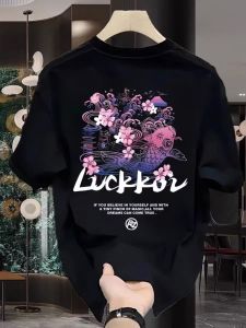 เสื้อยืดคอกลมแขนสั้นผ้าฝ้ายแท้หลวมๆ สำหรับผู้ชายและผู้หญิง ฤดูร้อน ไซส์ใหญ่ เสื้อยืดคู่รัก แฟชั่นฤดูร้อน ผ้าฝ้ายแท้ แขนสั้น คอกลม