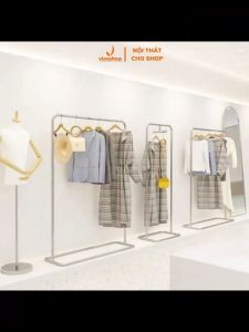 VNS-034 Sào Giá Treo Quần Áo Váy Đầm Inox 304 Không Ri Sét.  Xào Inox Chân Hình Chữ Nhật.