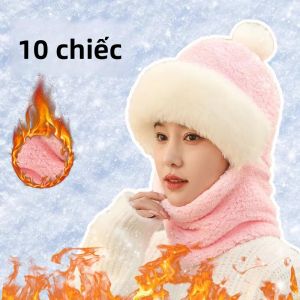 Mũ Nhung Mùa Đông Dành Cho Nữ Có Mặt Nạ Khăn Quàng Cổ Và Bảo Vệ Tai Mũ Ấm Chống Gió Dành Cho Cưỡi Ngựa Thời Trang Màu Trơn