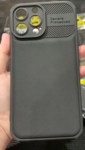 SOFT CASE BLACK PELINDUNG CAMERA NEW CROSS GRAIN ABTSRAK SILICON HITAM FOR IPHONE 11 / 12 / 13 / 14 PLUS / 15 PRO MAX