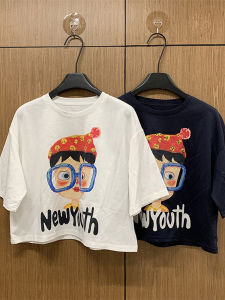 Shalldoer | Korean Hong Kong Style Round Neck Cartoon Print Short Sleeve Womens T-shirt Summer New Super Beautiful Unique Casual Top