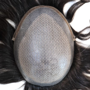 8x10inch Hair Replacement Mens Toupee Silk Top Center French Lace in Front Bleach Knots in Front 100% Human Hair Black Color