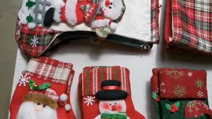 23cm Christmas Stocking Kaos Kaki Natal Dekorasi Hiasan Pohon Natal Murah Manusia Salju Dan Sinterklas