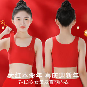 Lucky Year Girl Bra Set Student Development Period New Year Snake Year Red Underwear 13 Years Old Vest Style Nylon Fabric