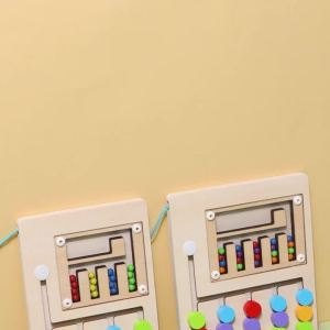 Children Montessori Learning Toys Magnetic Slide Puzzle Color Matching Logic Game Busy Board Educational Wooden Toys for Kids
