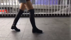 Korean style new black autumn and winter thick soles slim high knee womens boots size 35-42 (add 1 size)