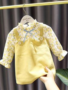 Spring Summer New Style Girls Dress Childrens Clothing Half Skirt Trendy Floral Print Fake Two-Piece Skirt for Little Girls