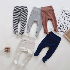 ชุดฤดูใบไม้ผลิและฤดูใบไม้ร่วงถุงน่อง PP ใหญ่สำหรับทารกกางเกงป้องกันหน้าท้องเอวสูงผ้าฝ้ายแท้แมทช์ลูกคงแดงเหมือนกางเกงขายาวหุ้ม เท้าใส่ด้านนอกใส่ด้านในสำหรับเด็ก