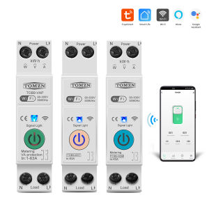 TOMZN 63A 1P+N WIFI Smart Switch Energy Meter Kwh Monitoring Timer Relay MCB TUYA Smartlife Voltage current Protection