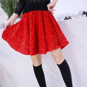 Velvet Sequined Fluffy High-Waist Autumn and Winter Dancing Fashion Skirt