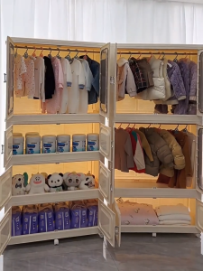 2 Doors Cartoon Wardrobe Transparent Storage Cabinet Bedroom&Home Stackable Storage Box 衣柜 收纳柜