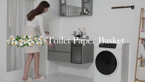 Household Bamboo Toilet Paper Organizer for Bathroom - Collapsible Storage Basket with Lid Multi-Functional Collapsible Storage Basket For Bathroom And Bedroom