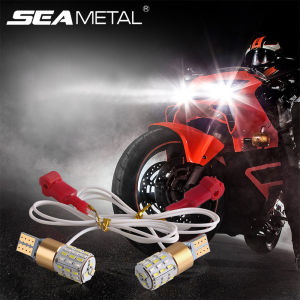 SEAMETAL Motorcycle Turn Signal Width Light 12V T10 Dual Color Daytime Running Turn Signal Light Bulbs 1 Pair