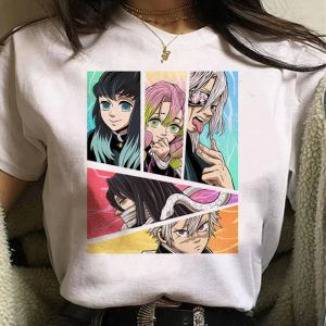 Bandai | Kimetsu No Yaiba Kamado Nezuko Graphic Print T-shirt Women Kids Harajuku Aesthetic White Tops Tshirt Japan Style Female T Shirt