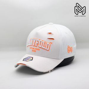 TOPI BASEBALL SOBEK MANYFOLD ORANGE PUTIH